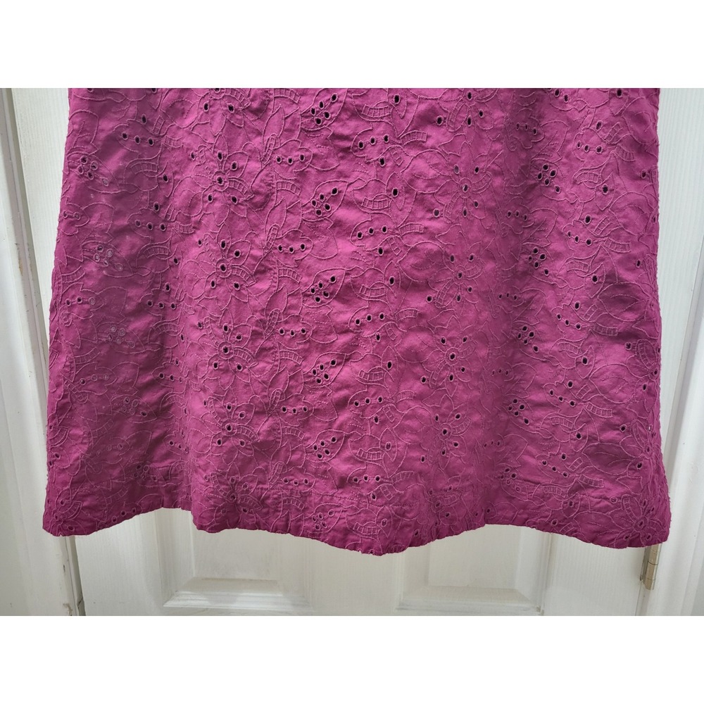 Liz Claiborne Wild Cherry Eyelet Cotton Button Front Midi Dress Pockets XL - Picture 12 of 12